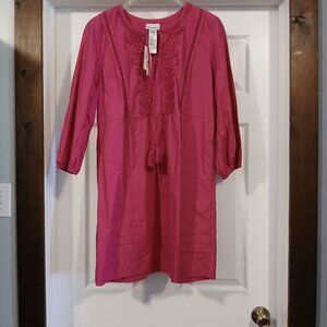 Tommy Bahama Pink Poplin Split Neck Dress NWT - Size M